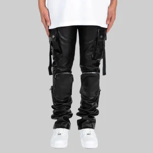 Alfred Men’s Black Leather Cargo Pant