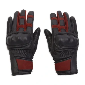 Bennett Ladies Black & Red Leather Motorcycle Gloves