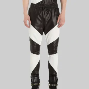 Billy Men’s Black and White Leather Pants
