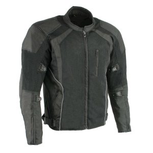 Black Armored Mesh Motorcycle Jacket for Men - All Season Biker Jacket