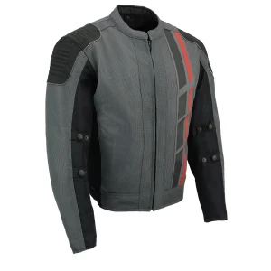 BlackGrey Textile and Mesh Armored Motorcycle Biker Racing Jacket