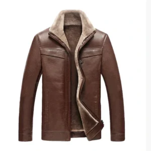 Brown Fur Leather Jacket