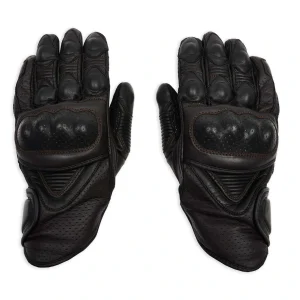 Corso Black & Brown Leather Motorcycle Gloves