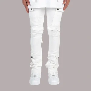 Gerald Men’s White Leather Cargo Pants