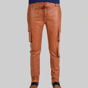 Harvey Men’s Orange Leather Cargo Pant