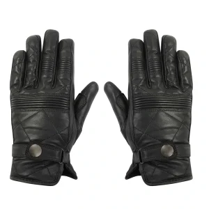 Lancer Ladies Black Waterproof Leather Motorcycle Gloves