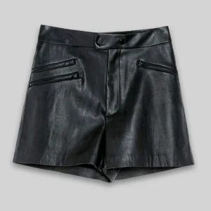 Leather Cargo Shorts Balck