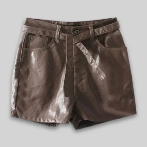 Leather Cargo Shorts Browwn