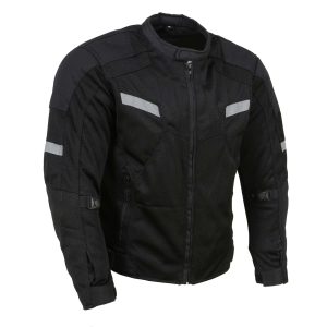 Leather MPM1792 Men's Black CE Armored Textile Motorcycle Jacket- All Season Biker Jacket