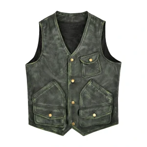 Lester Distressed Leather Vest