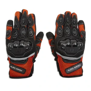 MX-Air Black & Orange Textile Motorcycle Gloves