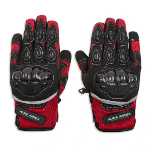 MX-Air Black & Red Textile Motorcycle Gloves