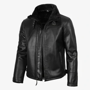Men’s B3 Bomber Black Shearling Leather Jacket