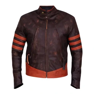 Mens Brown Cafe Racer Distressed Motorcycle Jacket