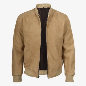Mens Brown Suede Bomber Jacket