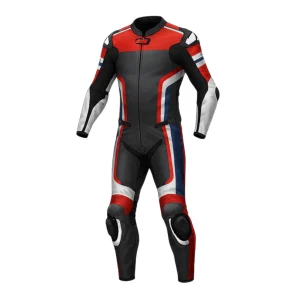 Men’s Motorercyle Race Leather Suit - Black, Red & Blue