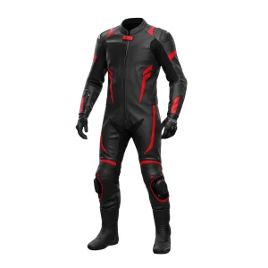 Men's Red and Black Leather Riding Gear for Bikers