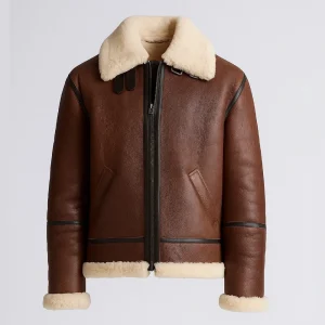 Mens Shearling Fur Bomber Leather Jacket