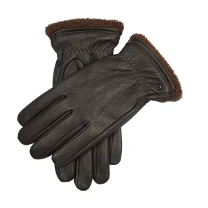 Men's Touchscreen Water-Resistant Three-Point Fleece-Lined Imitation Deerskin Leather Gloves