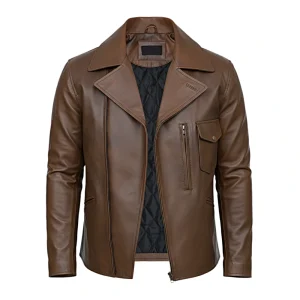 Mens Vintage Brown Cafe Racer Leather Jacket