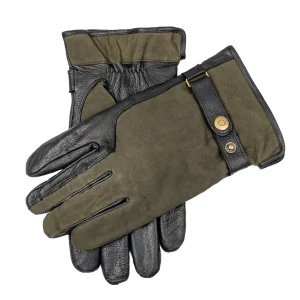 Men's Water-Resistant Thinsulate-Lined Imitation Deerskin Leather Gloves with Waxed Cotton