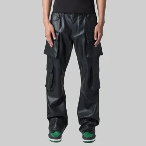 Scott Men’s Black Leather Cargo Pants
