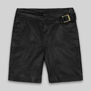 Soft Rich Black Leather Cargo Shorts