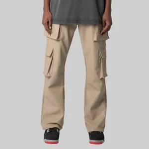Wilber Men’s Beige Leather Cargo Pants