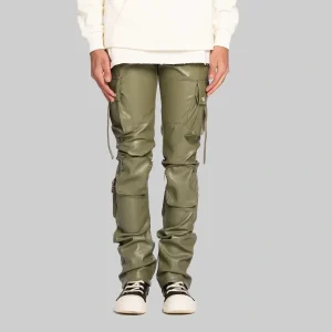 Willie Men’s Leather Olive Cargo Pants