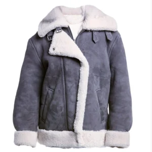 Women Grey Suede Leather Jacket