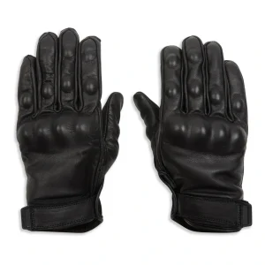 Wyatt Ladies Black Leather Motorcycle Gloves